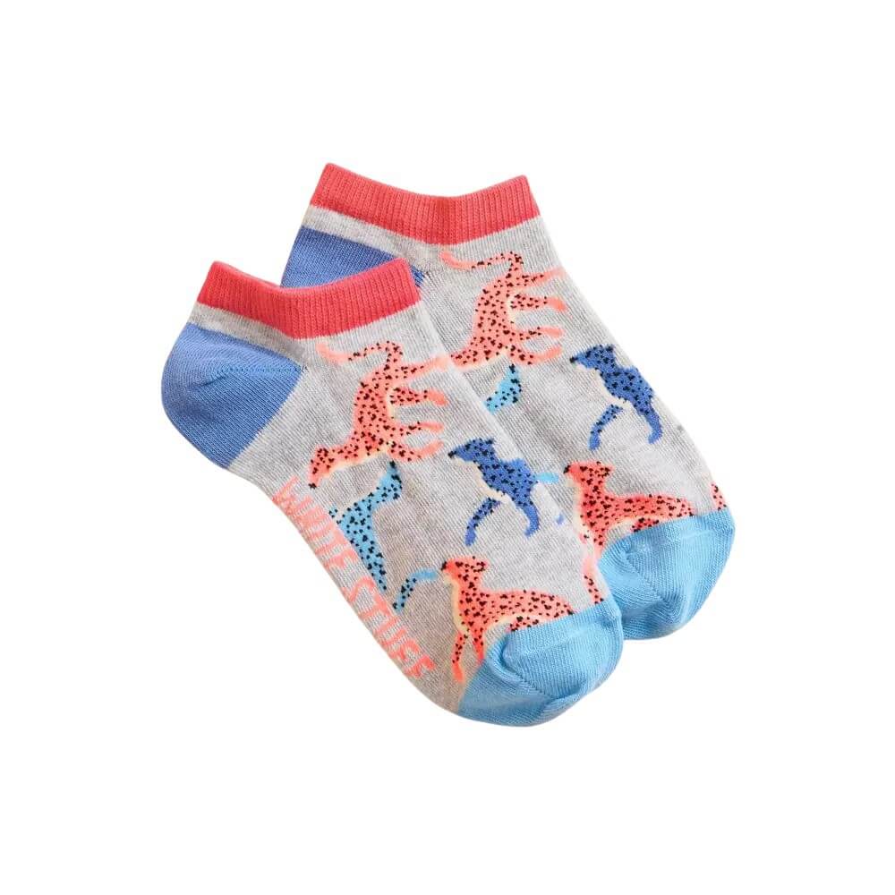 White Stuff Leaping Leopards Trainer Sock